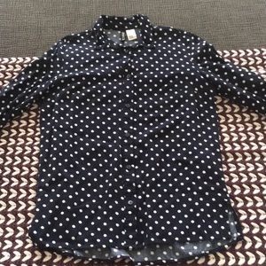 Polka dot long sleeve shirt.